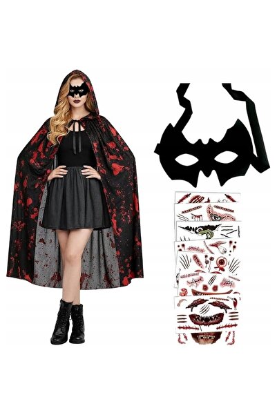 DELPI Costum de vampir, Mărime universală, Mască, Pelerină de 150 cm, Tatuaje...