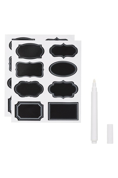 OEM Autocolante tablă neagră 8x4.5cm + Marker alb - 17 bucăți