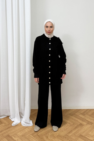 Melike Tatar Knitwear Cardigan Set 80-8400