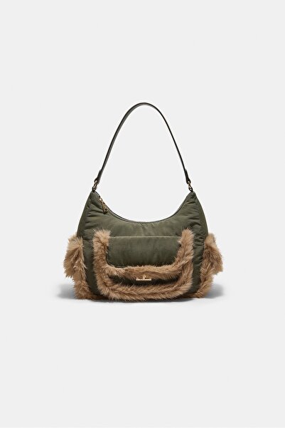 Stradivarius Suni kürk cepli omuz çantası
