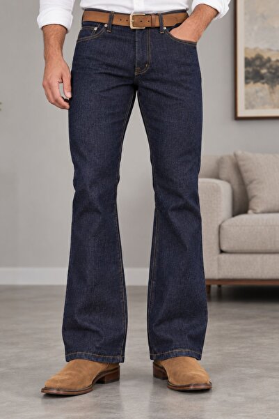 CEDY DENIM Premium Seri: Erkek Retro Flare Bootcut Jean - Geniş Paça Taşlanmı...