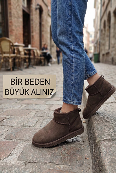 CEYDA SHOES Γυναικείες μίνι σουέτ μπότες με επένδυση από γούνα, μαλακές μπότε...