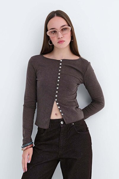 Addax Buttoned Long Sleeve Blouse H19032