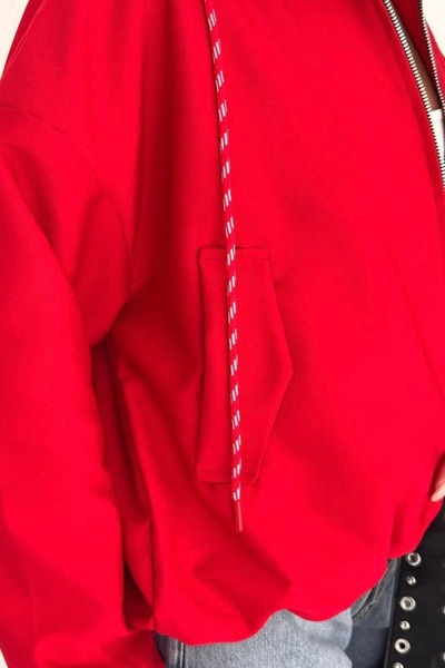 gozdefashion Women's Stand Collar Jacket with Cord Detail