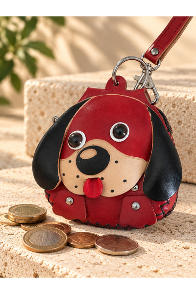 Nua Bags Hakiki Deri Köpek Figürlü Bozuk Para Cüzdanı – Fermuarlı Mini Cüzdan