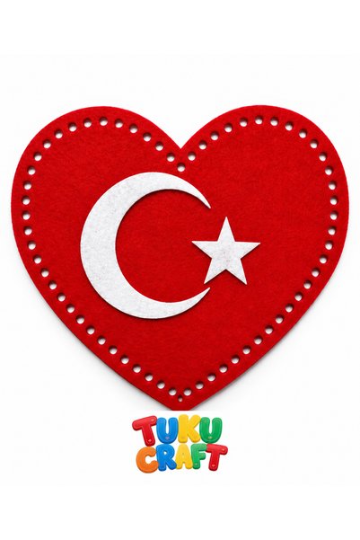 TUKUCRAFT 29 EKİM CUMHURİYET BAYRAMI BAYRAK TEMALI KALP KEÇE DİKİŞ KİTİ (ELYA...