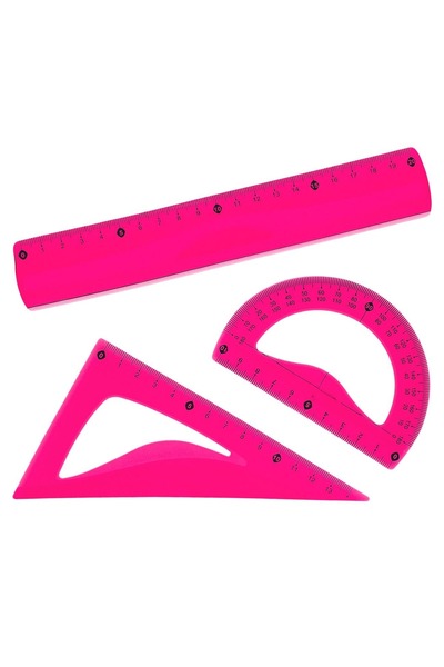 OEM Set de 3 rigle flexibile roz de 20 cm - Riglă, Echer și Raportor
