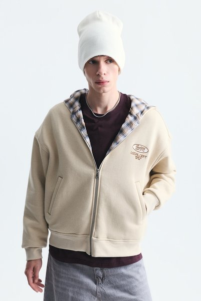 VAMOSCLO Boxy Fit Fermuarlı Kapüşonlu Sweatshirt