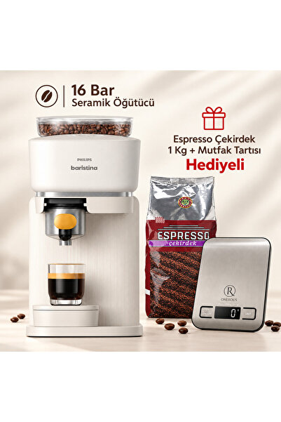 BAR300/03 16 Bar Seramik Öğütücü Espresso Makinesi Espresso Çekirdek 1 Kg ve Tartı Hediyeli