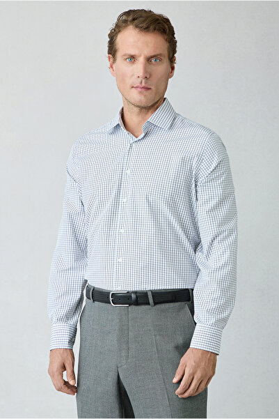 Kiğılı Long Sleeve Regular Fit Plaid Cotton Easy-Iron Classic Shirt