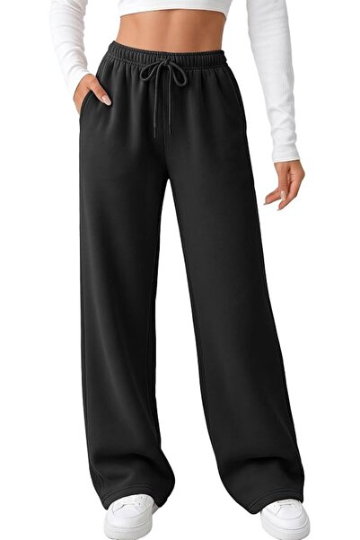 AUTOMET Women's Wide Leg Sweatpants Fleece Lined Baggy Straight Leg Lounge Pa...