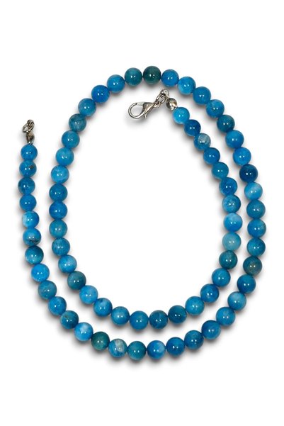 Pozitif Doğal Taş 1St Quality Blue Apatite Natural Stone Necklace 6mm Sphere Cut 520-2