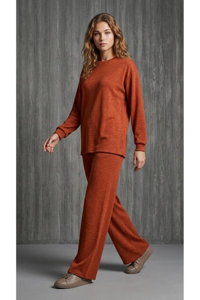 new ats Set de tricotaje pentru femei, croială lejeră, cu mâneci lungi, tricotat, set din două piese