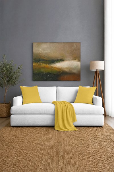 Monolisse غطاء وسادة من القماش الأصفر المقاوم للسوائل والبقع مقاس 40 × 40 سم