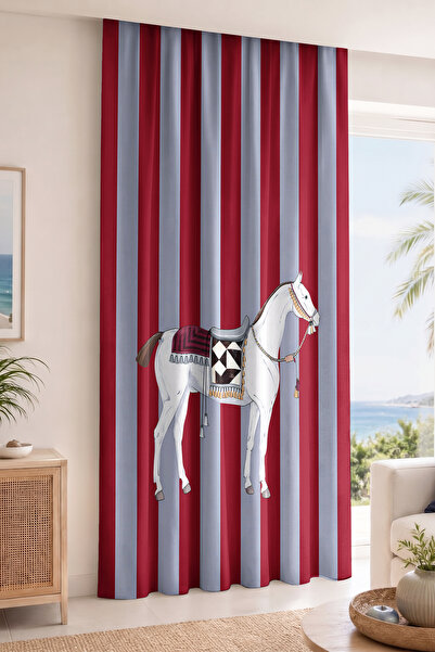 Realhomes Red and Gray Striped Modern Digital Printed Single Wing Background ...