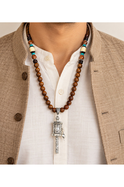 HER ŞEY NOTA www.herseynota.com Ethnic Bead Detailed Men's Necklace with Moti...