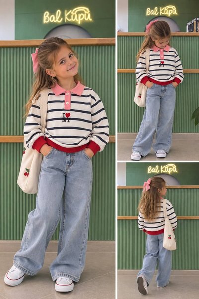 Bal küpü butik LACİEL KALPLİ SWEAT - KIRMIZI