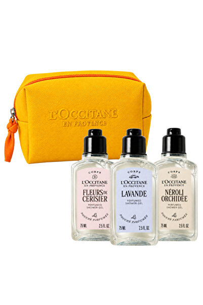 L'Occitane Duş Jeli Deneme Üçlüsü, Özel Kozmetik Çantalı, 4'lü Set