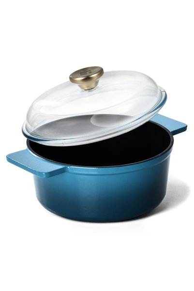 Bergner Excalibur Cast Iron Casserole 24cm 4L, Enamel Non-Stick - Blue