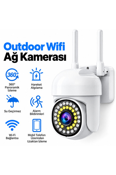 Dış Mekan WiFi Güvenlik Kamerası 1080P HD 360° PTZ Hareket Algılama Gece Görüşü Çift Yönlü Ses IP65 Su Geçirmez Mobil Uygulamalı