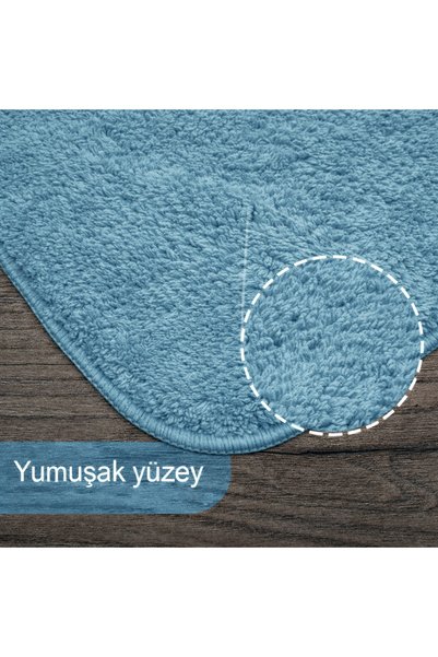 Bestekar Lunasoft Blue Non-Slip Base Machine Washable 70X120 50X60 Soft Surface Bath Mat