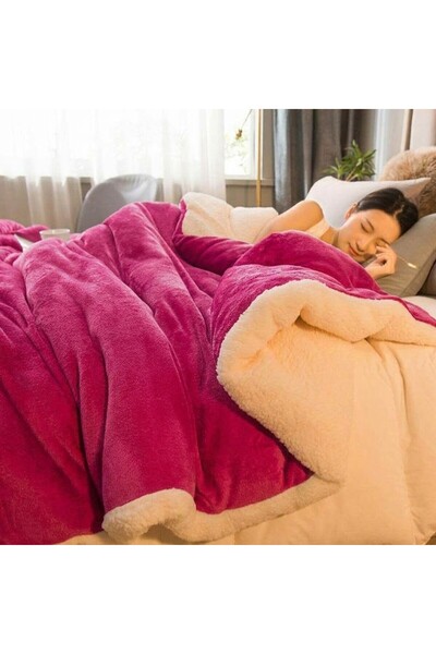 Mulberry Sherpa Polar Battaniye Çift Taraflı Tek Kişilik 160x220 cm