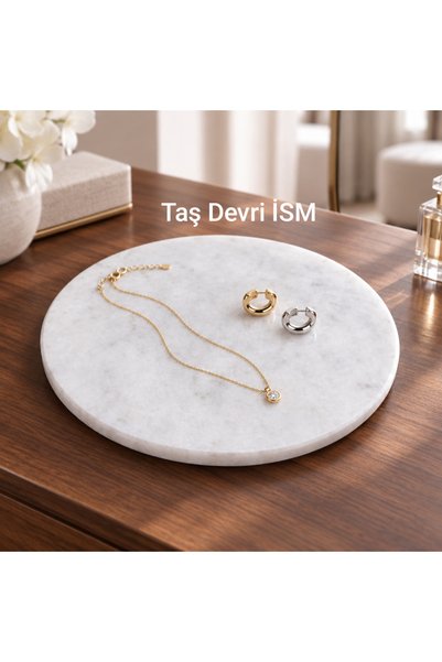 Taş Devri İSM Dekoratif Yuvarlak Mermer sunumluk 29 cm
