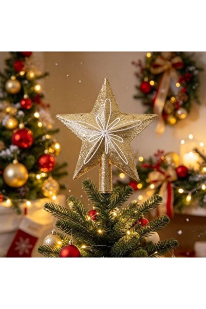 Kmt Style Three-dimensional matte star ornament for the top of the Christmas ...