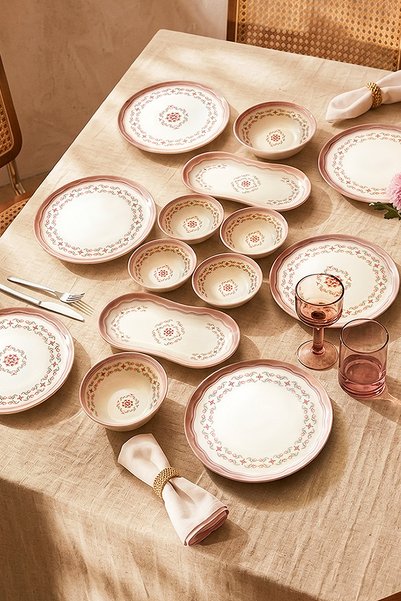 Kitchen Life 14 Parça 6 Kişilik Pinktalisman Porselen Kahvaltı Takımı Kahvalt...