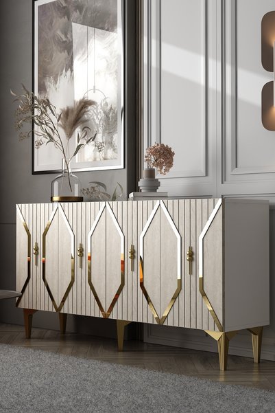 Dekortis Home Dekor 150DHDK11BTA ELİSA PLEKSİ ve LAZER DESEN KAPAKLI KONSOL T...