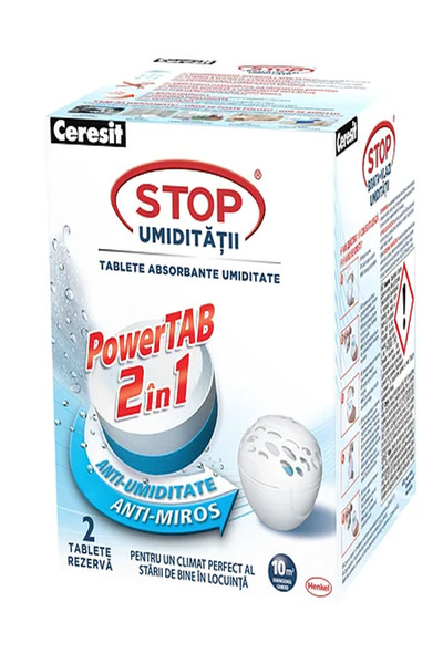Ceresit Rezerve aparat antiumiditate Power TAB 2 in 1, interior, 2 x 300 gr