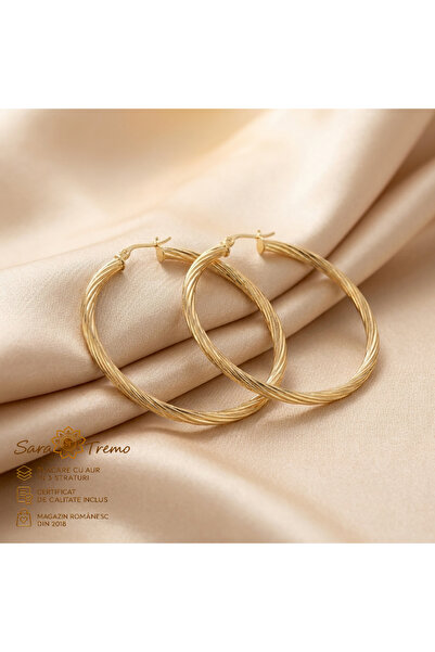 SaraTremo Braided Hoop Earrings Brazil – 6 cm, 18K Gold Plated