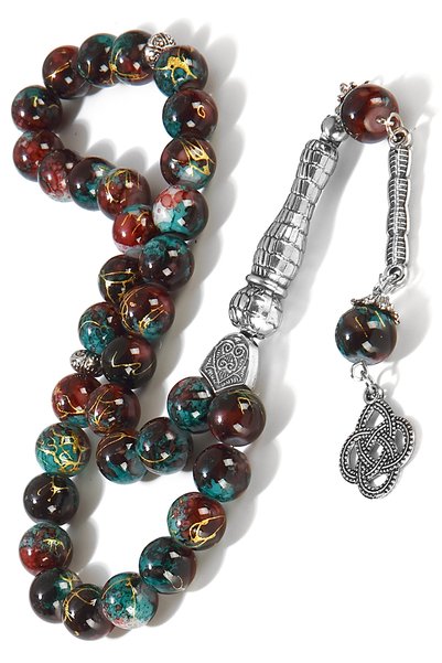 Öyküm accesory 10 Pieces Round Model Natural Stone Glass Prayer Beads Set, Gift Prayer Beads, Wholesale Prayer Beads, Men's Prayer Beads
