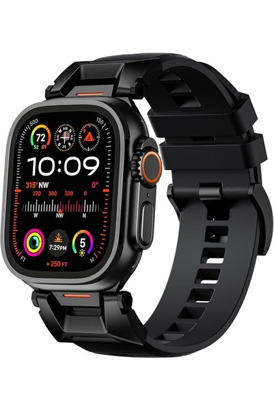 Bandletic حزام R-Steel FKM مصمم لساعة أبل ألترا 2 / ساعة أبل ألترا 49 ملم للر...