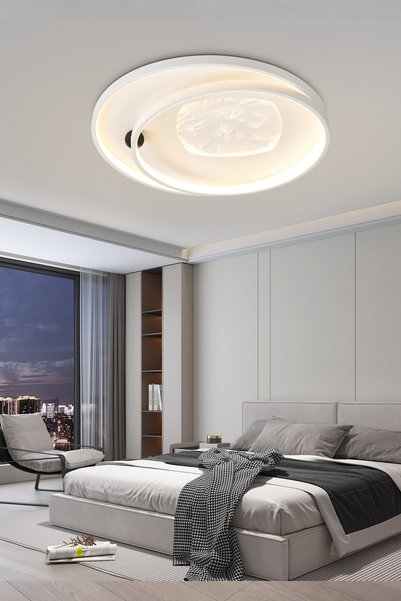 Apliqa Noren 50'lik Kare Taş Desenli Yuvarlak 160 Watt Plafonyer Led Avize