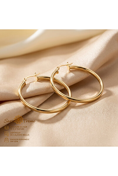 SaraTremo Classic Brazil Hoop Earrings – 3.5 cm, 18K Gold Plated