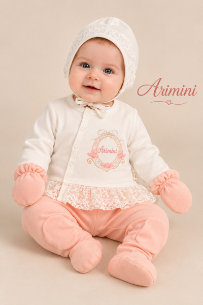 Arı Bebe Hospital Release 5-Piece Baby Girl Set with Salmon Lace