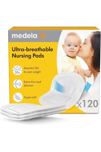 Medela Ultra-Breathable Nursing Pad | 120 Count, Highly Absorbent, Breathable...