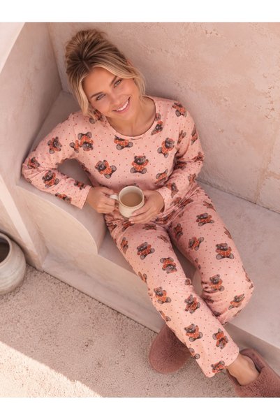 rindahomewear Luksuzni ženski pidžama set od antilopa sa okruglim izrezom i d...