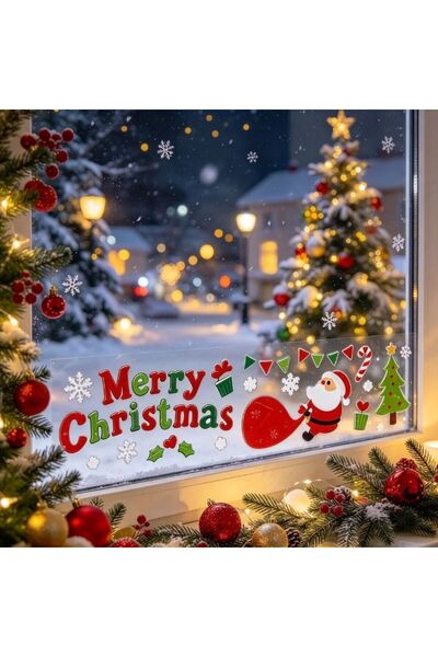 Kmt Style Christmas gel sticker with Santa Claus and the inscription Merry Ch...