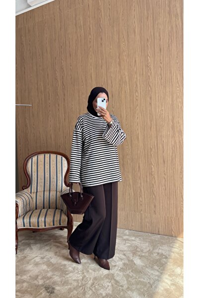 QUWİQ Kadın Çizgili Oversize Tunik