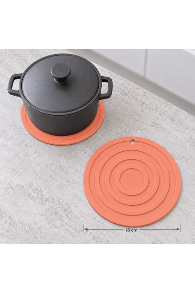 Ruby Home Orbit Round Ring 100% Silicone Trivet 18 cm Salmon