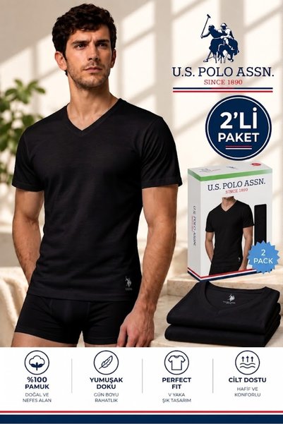 U.S. Polo Assn. Men'S, Licensed, Uspa, 100% Cotton, V-Neck Undershirt, Short ...