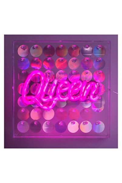 OEM Panou LED Neon Roz Queen 23x23cm cu Paiete, Decor Luminos Reflectorizant
