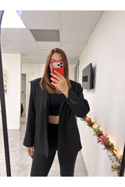 Sirena By Serpil Kadın Siyah Klasik Yaka Uzun Kollu Blazer Ceket