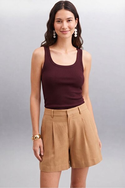Trend Marfa Ribbed Ribbed Look Slim Fit Body-Fitting Cotton Basic Blouse Unde...