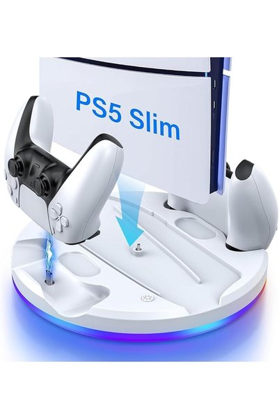 XICEN PS5 Vertical Display Stand with Dual Controller Charger, Headset Hook, ...