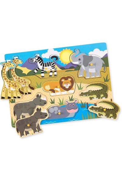 Melissa & Doug Safari Wooden Peg Puzzle (7 pcs)