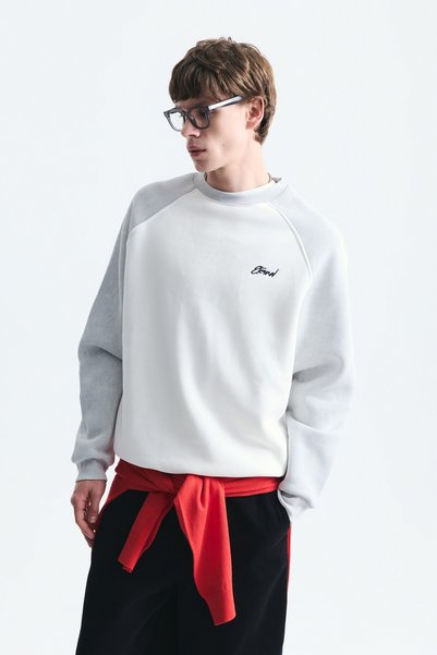 VAMOSCLO Color Block Crew Neck Sweatshirt