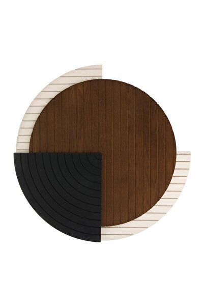 OEM Decorațiune Perete Ø48cm cu 3 Cercuri Maro, Negre și Ecru, Model Reliefat